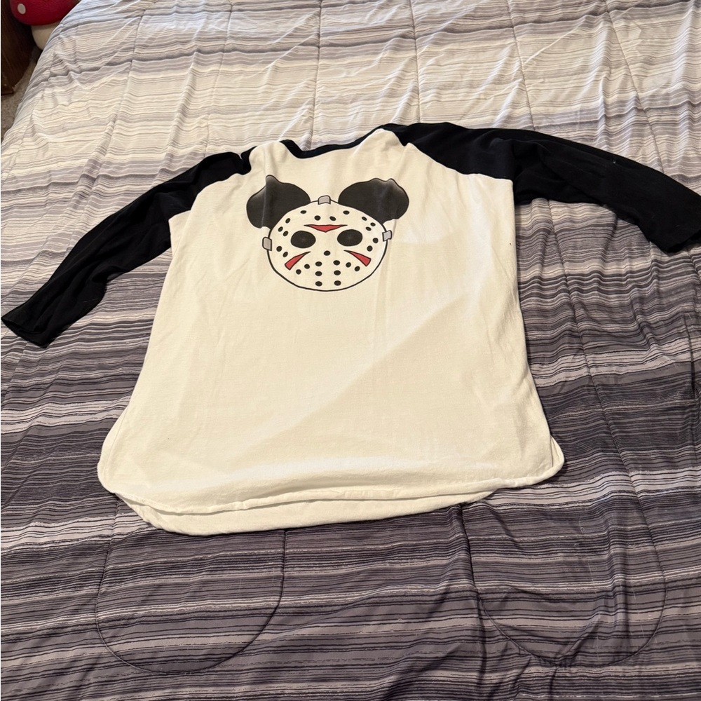 Black and White Short Sleeve Tee with Graphic Design